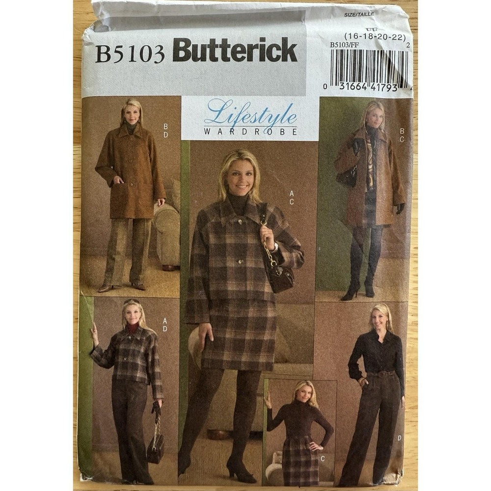 Butterick Lifestyle Wardrobe 5103 Jacket, Coat, Skirt & Pants Misses' Size 16-22